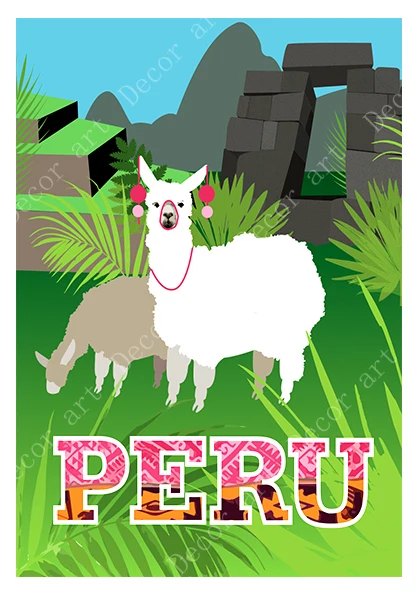 Альпака Южная Америка Перу карта Винтаж Ретро Путешествия классический холст картины крафт плакаты наклейки на стену домашний декор семейный подарок