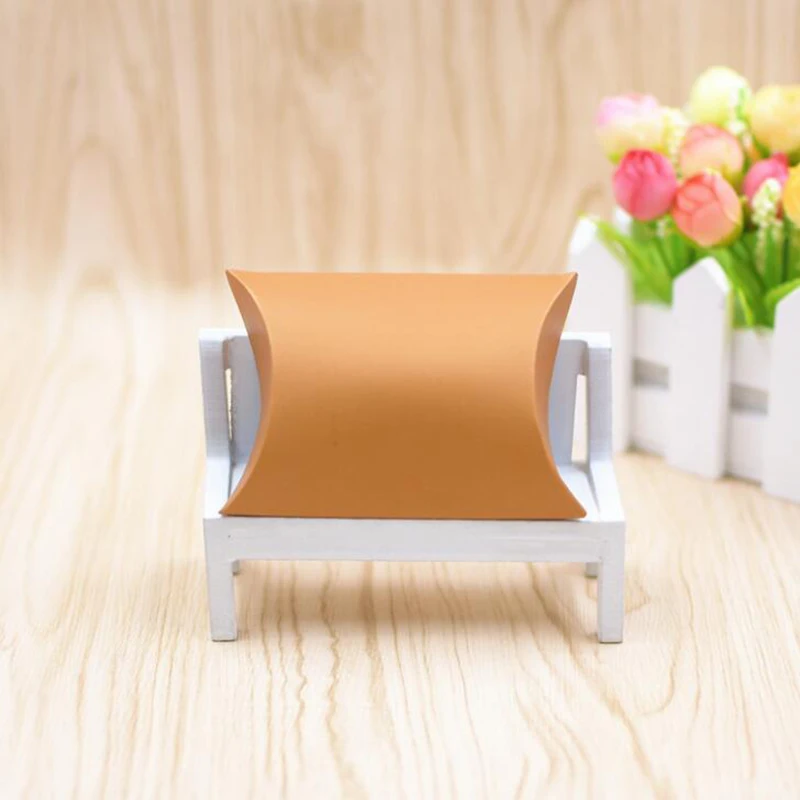 50 шт. коробка для конфет из крафт-бумаги в форме подушки подарочные коробки