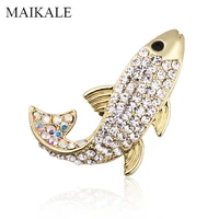 maikale cute rhinestone fish brooch pins crystal animal broche fish brooches for women kids clothes bag accessories charms gifts