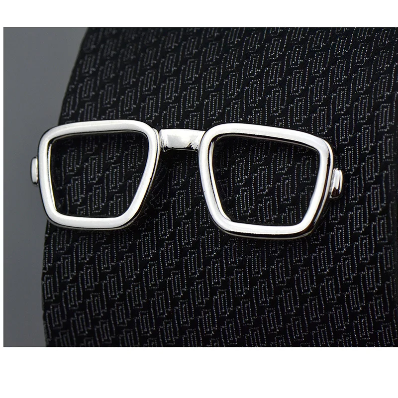 

1pc Silver Color Glasses Shape Tie Clip Bar Necktie Pin Clasp Clamp Wedding Charm Creative Gifts Fashion Men Tie Clip