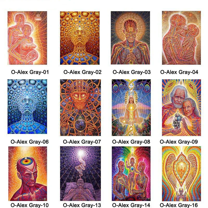 Абстрактный Плакаты и принты Alex серый трипси-психоделический Wall Art шелк картины