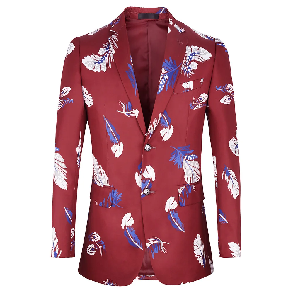 Мужской костюм Luogen с принтом куртка блейзер для выпускного вечера повседневный