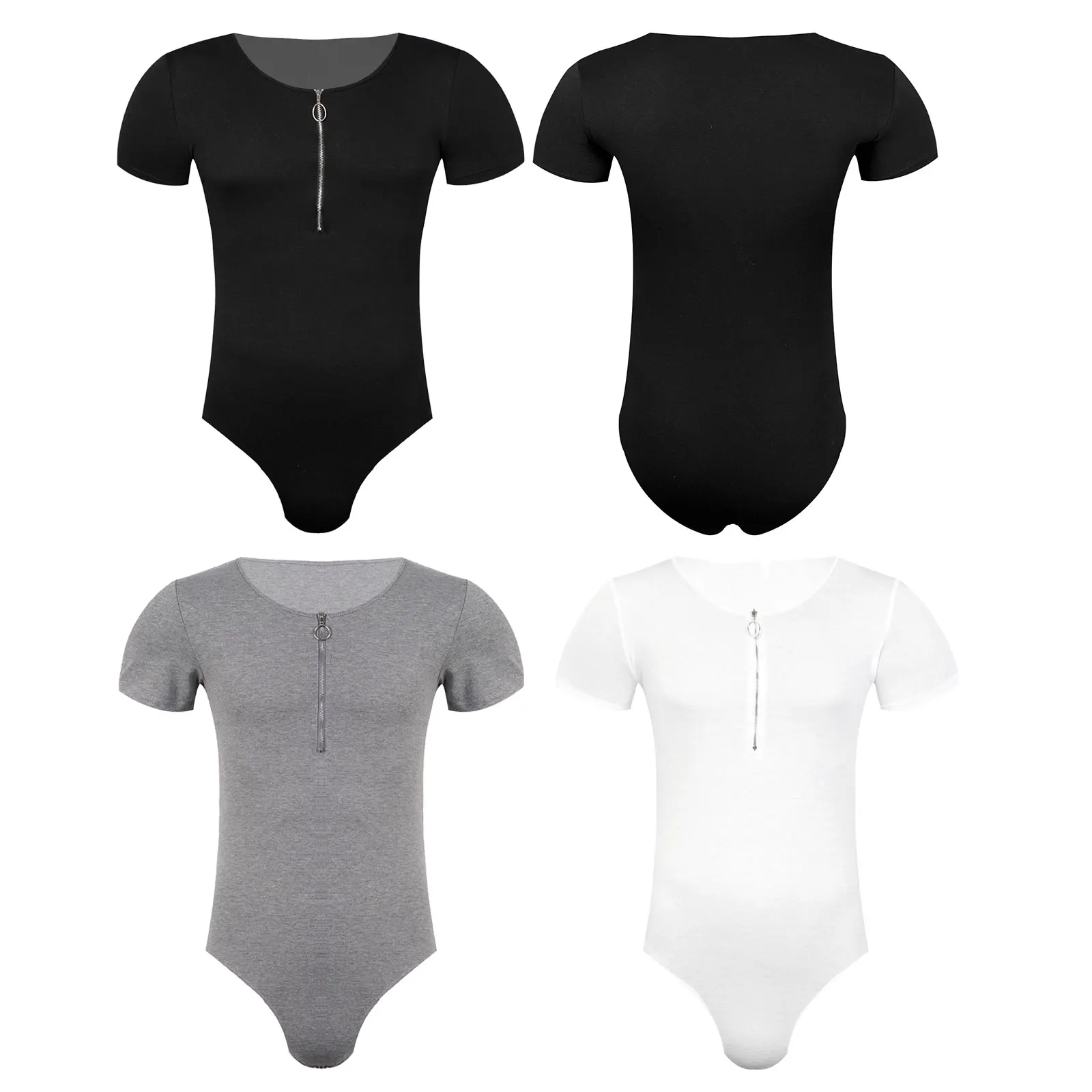 

Мужское боди на молнии, с коротким рукавом и пуговицами, однотонное