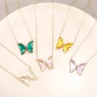 new korean super fairy girl dream glass crystal butterfly necklace female network red clavicle chain necklace lovely brokensimia