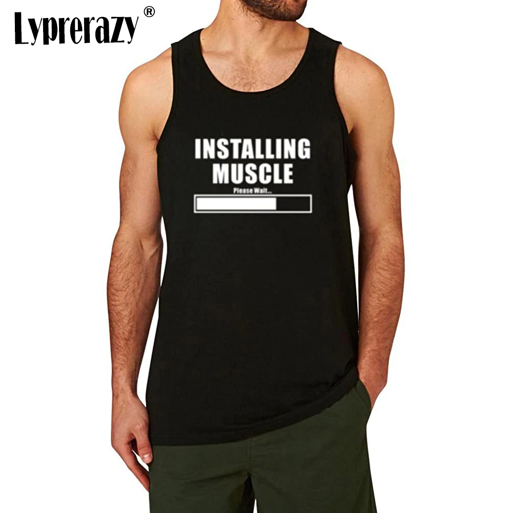 

Мужские летние хлопковые майки Lyprerazy для установки мышц, пожалуйста, подождите тренировок, фитнеса, мужские забавные майки с принтом