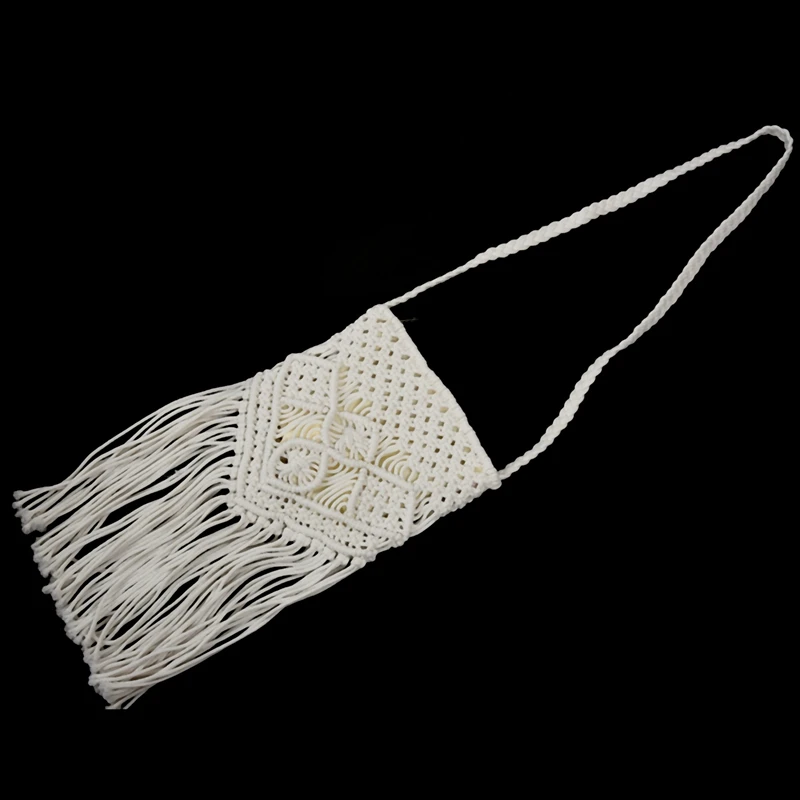 

ASDS-New Straw Bag Bohemian Tassel Beach Bag(White) & Round Straw Bag Bohemian Women's Shoulder Bag Hand-Woven Rattan Bag