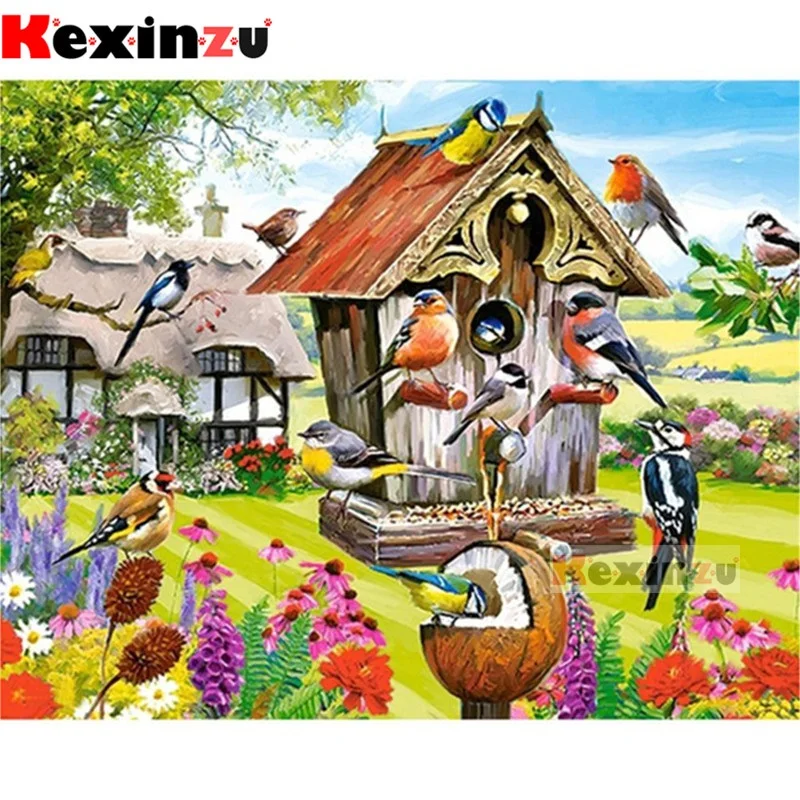 Алмазная 5D картина kexinzu цветок и птица мозаика сделай сам с полными