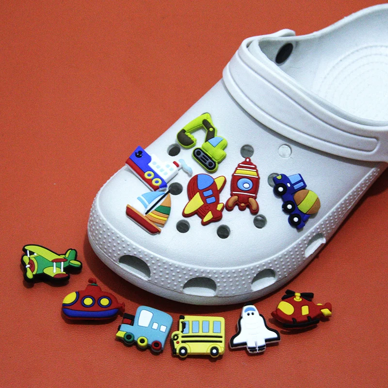 

1Pcs Cartoon Car Toy Bus Shoe Charms PVC Boats Shoe Decoration Accessories Boy Children Gift Croc Jibz