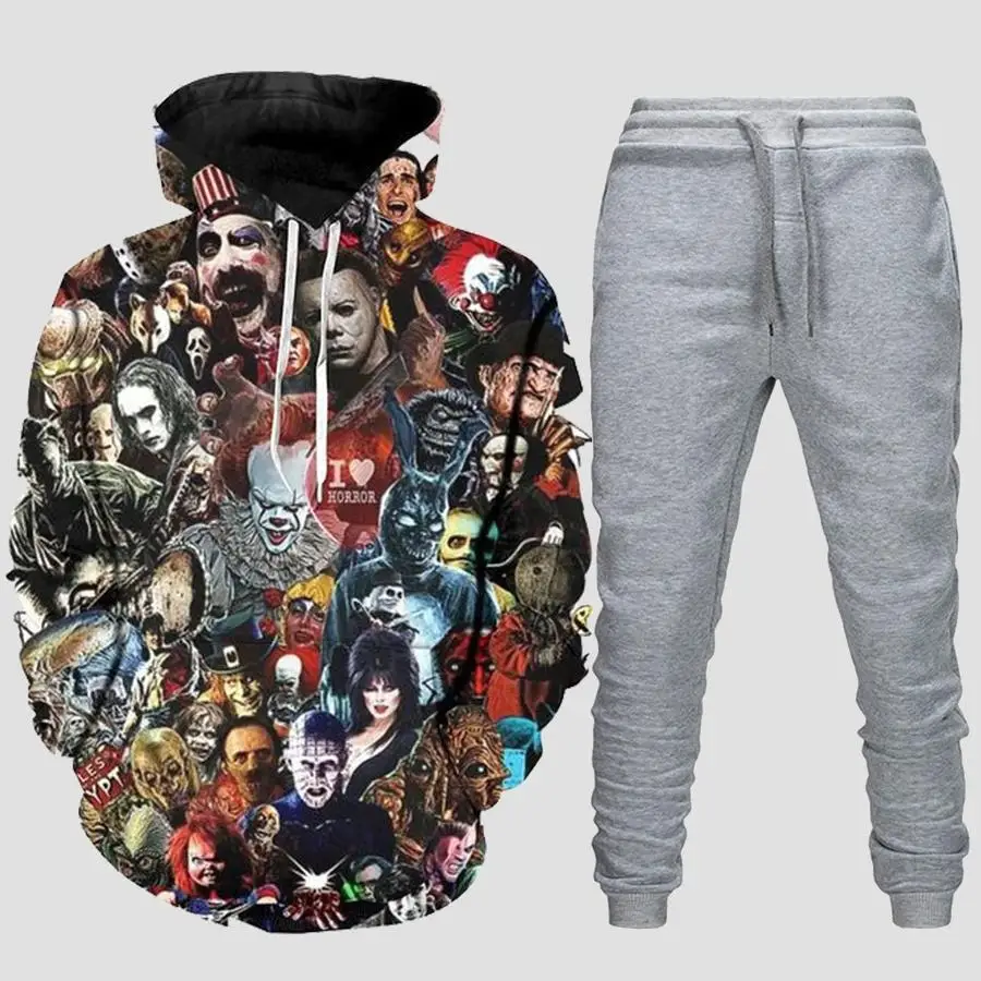 

2020 Fashion 3D Hoodies Suits Men's Sweatshirt Joggers Funny Harajuku Print Set Fall Winter Unisex Tracksuit Clothes Pant