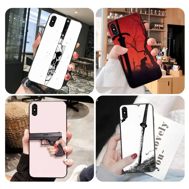 Резкий Ножи и смертельный пистолет корпус чехол для телефона iphone XS 11 11Pro 5 5s SE 6 6s