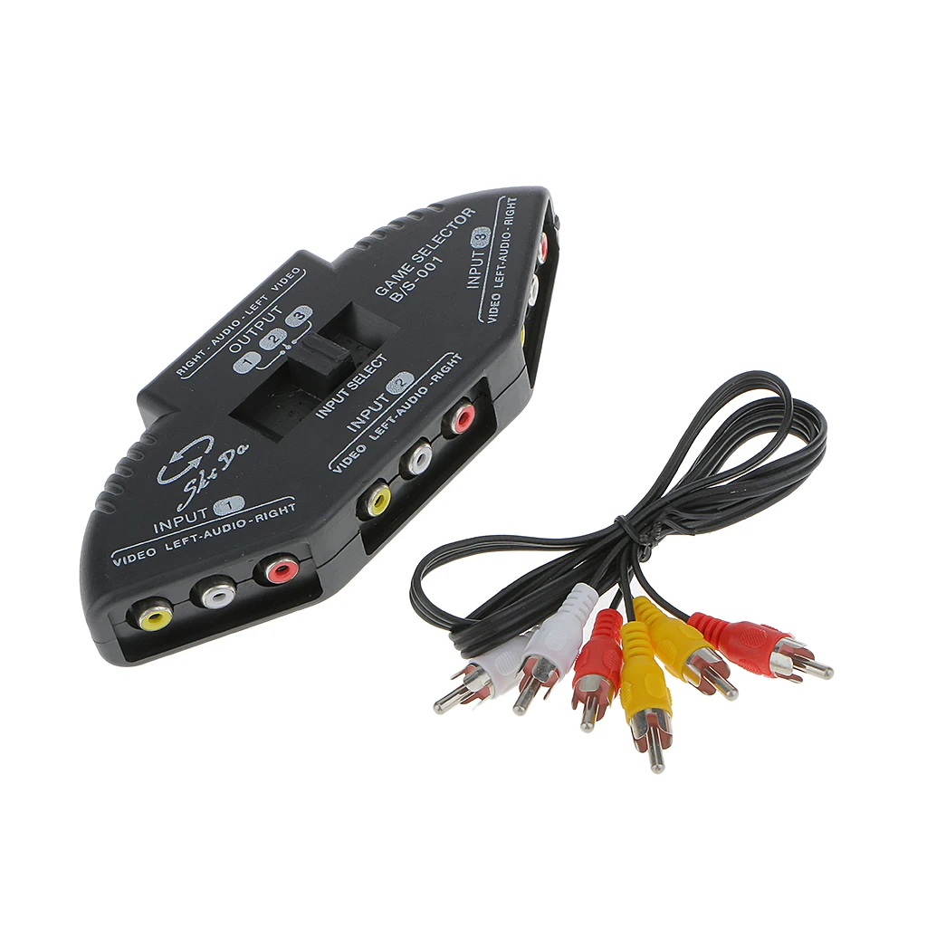 AV мульти вход выход 3-Way RCA аудио Селектор Видео переключатель коробка черный