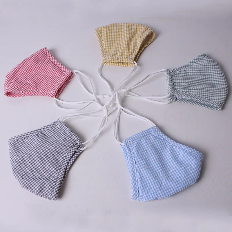 

2 pcs Classic Plaid Print Face Fashion Masks Mouth Adult Reusable Washable Fabric Mask Women Face Cover