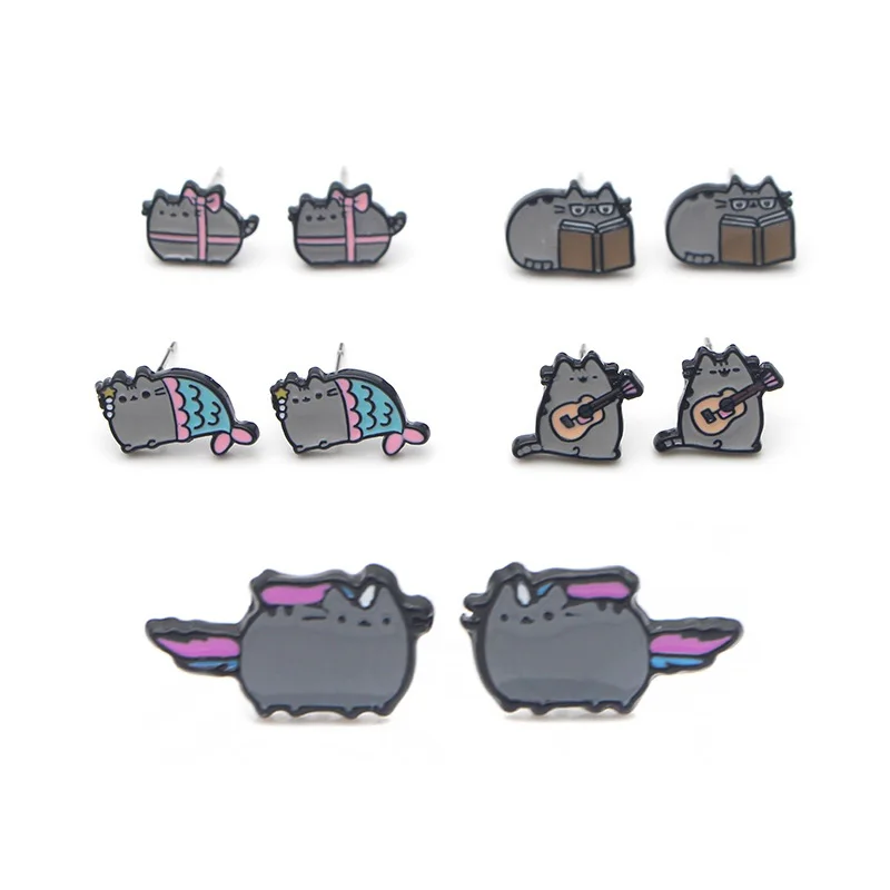 

LT204 Anime Icons Kawaii Cats Stud Earrings For Womans Enamel Earrings Party Fashion Jewelry Gifts Friends Gifts