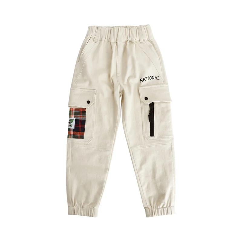 

Boys Cargo Pants Streetwear Joggers Trousers Multi-pocket Tactical Hip Hop Elastic Waist Pants School Spring Autumn Clothes 8 14