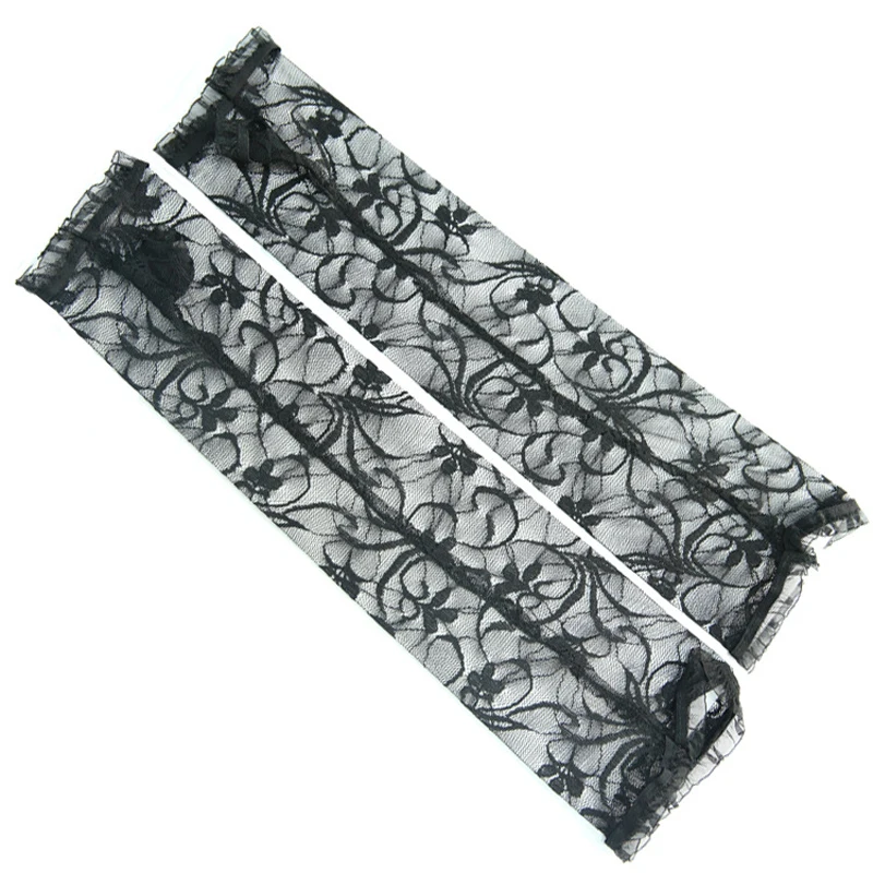 

Thin Lace Embroidery Flower Long Gloves Women Exotic Accessories Porno Female Sexy See-Through Mesh Gloves Uniform Accessories