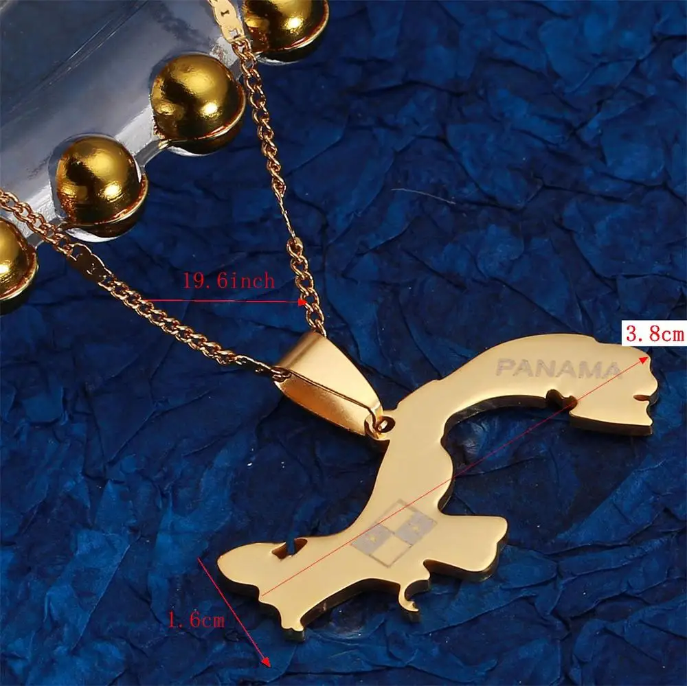 Ожерелье с подвеской в виде Панамы из нержавеющей стали золотого цвета