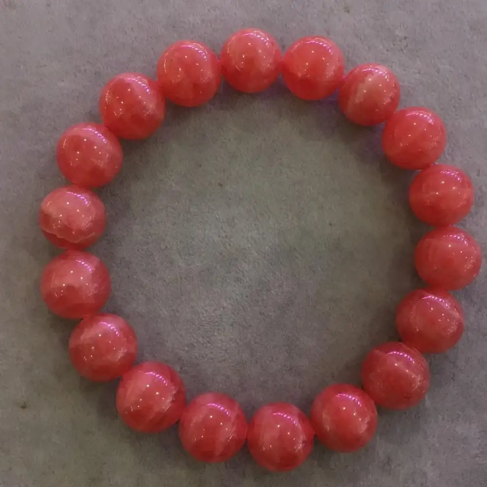 

Натуральный Красный Розовый Родохрозит, драгоценный камень, кристалл 11,5 мм, прозрачные круглые бусины, эластичный браслет, женская мода, юв...