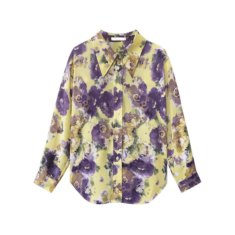 Perilla плавающая зеленая рубашка с ретро принтом женский дизайн чувство ниши в