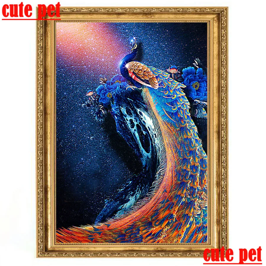 Красивая Алмазная вышивка Павлин сделай сам животное крестиком 5D полная Стразы