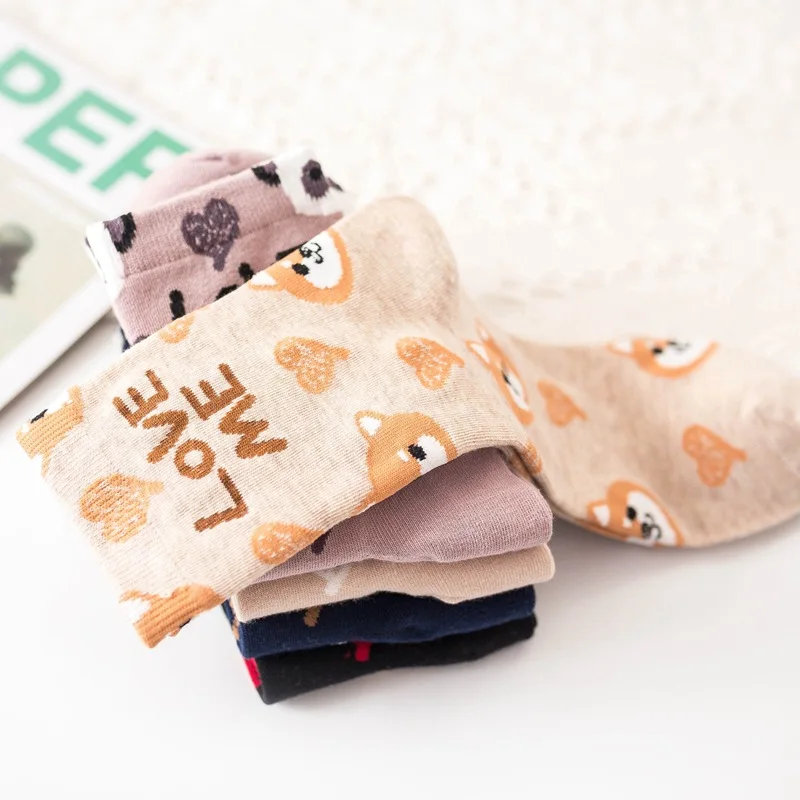 [EIOISAPRA]New Product Lovely Cartoon Harajuku Women Socks Fashion Creative Little Bear Cat Dog Kawaii Sweet Happy | Женская одежда