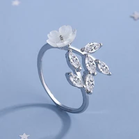 925 silver jewelry ring accessories with zircon gemstone flower shape open finger rings for women wedding party gift wholesale