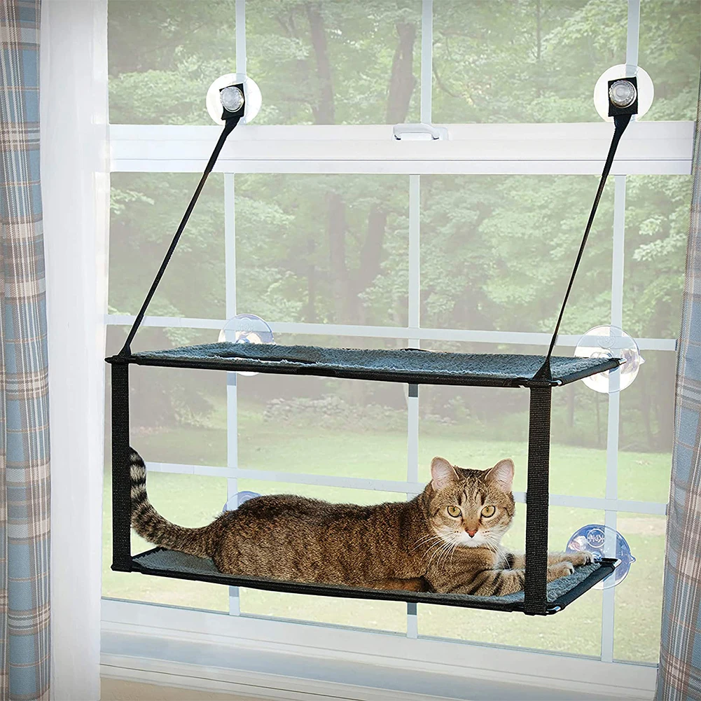 

Washable Cat Bed Pet Window Perch Double Layers Cat Hammock Resting Seat Pet Hanging Shelf Resting Seat With Suction Cat Bed