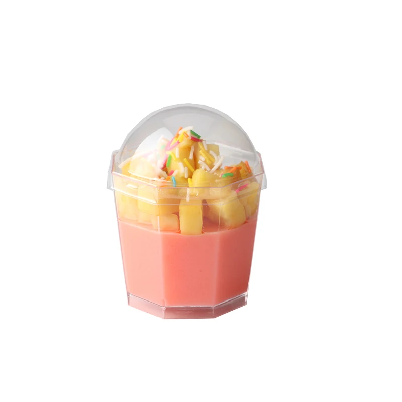 

50pcs Creative stype transparent disposable pudding cup 180ml small birthday party favor cake thicken plastic cups with lid