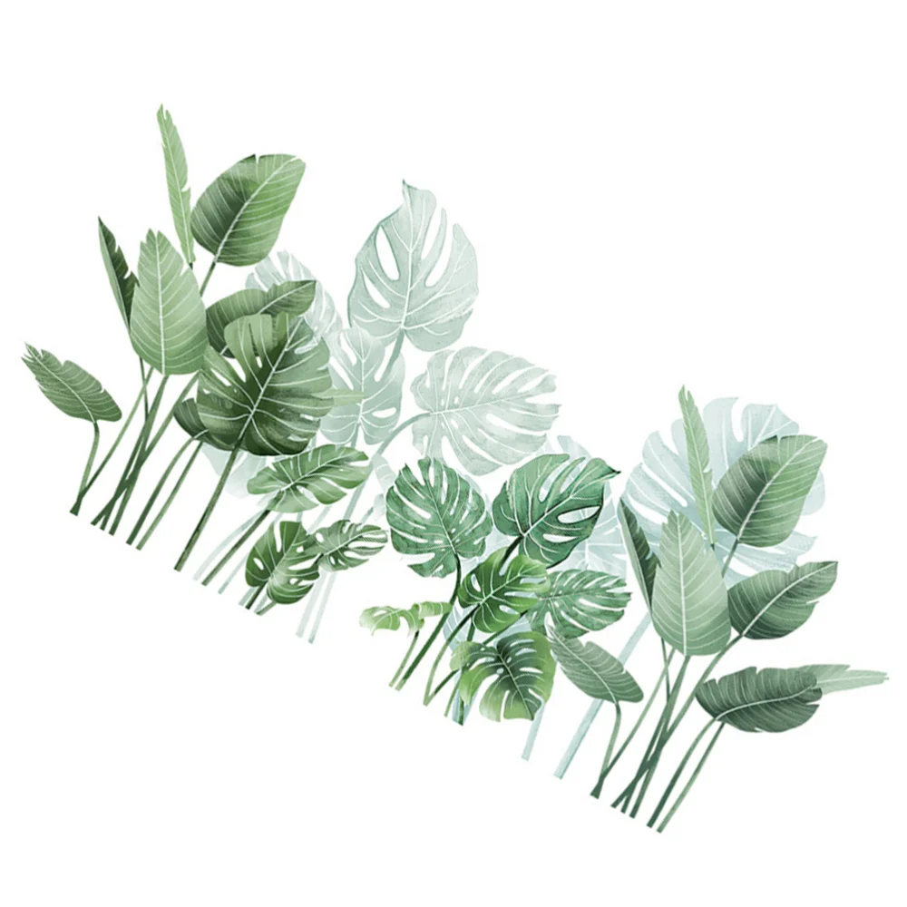 

1 Set/2pcs Decorative Wall Stickers Green Leaves Wall Decals Removable Stickers