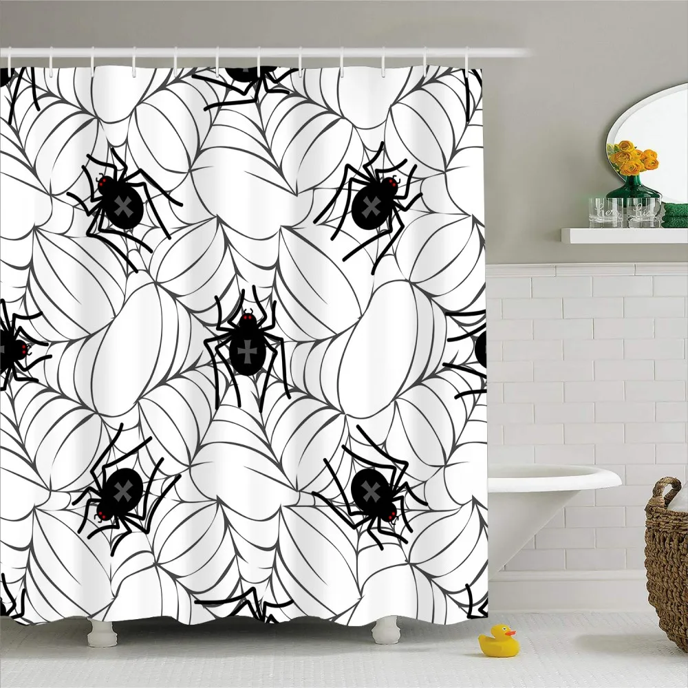 

Пауки призраки Душ занавес водонепроницаемый Плесень Доказательство полиэстер Хэллоуин Ванна занавес праздник Декор 180x180 см черный/белый ...