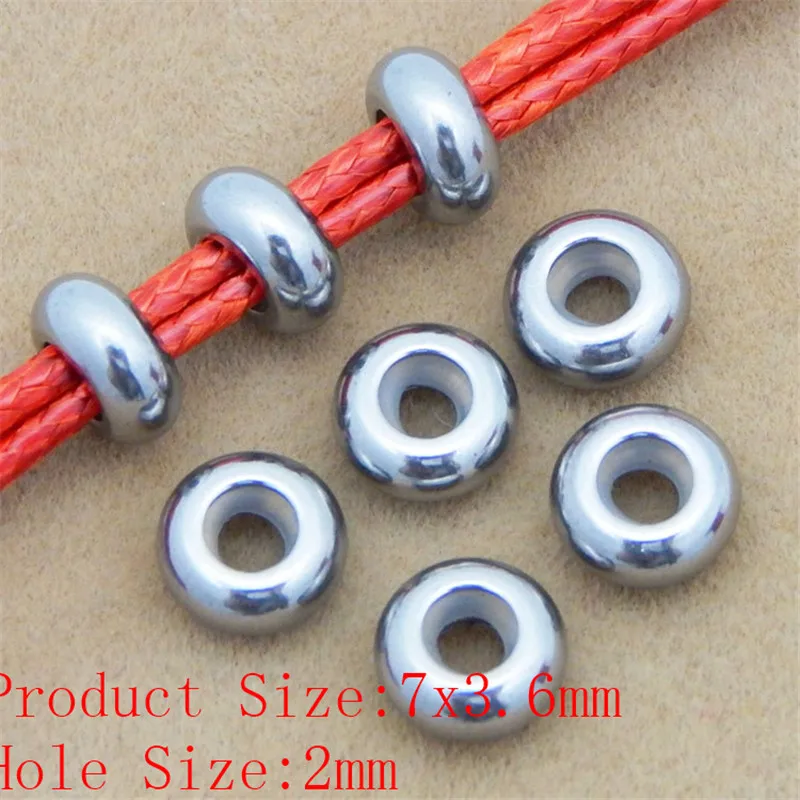 Silver 7X3.6X2mm 20 штук Нержавеющая сталь spacer бисера позиционирования бусины 6/7/8/9/10 мм резиновые Spacer бисера Подходит для DIY Браслеты ювелирных изделий - Цвет: Silver 7X3.6X2mm