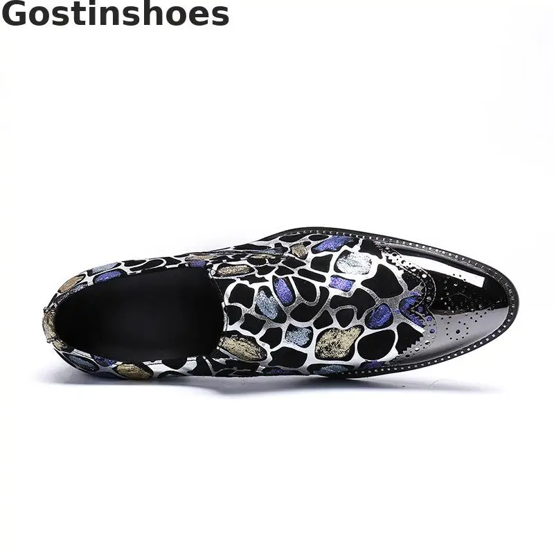 Мужская обувь мужская повседневная из натуральной кожи с цветочным принтом