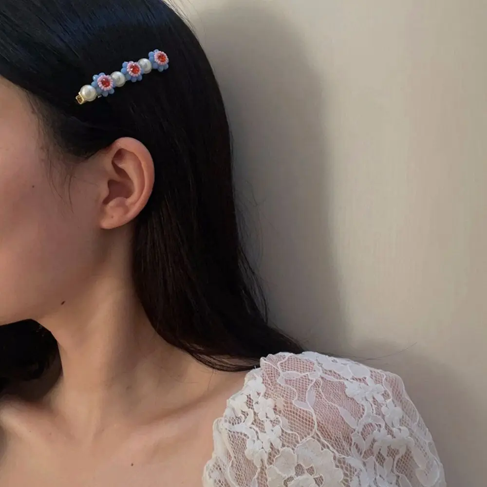 Pinza para el pelo de Color caramelo para ni&ntilde;a, horquilla con dise&ntilde;o de flores y diamantes de perlas, cuerda para el pelo para ni&ntilde;a, joyer&iacute;a, tocado de diamantes de imitaci&oacute;n, regalo nuevo-5