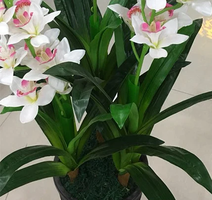 100 см 3 полюса искусственные Cymbidium тропические растения пластиковая Пальма листья