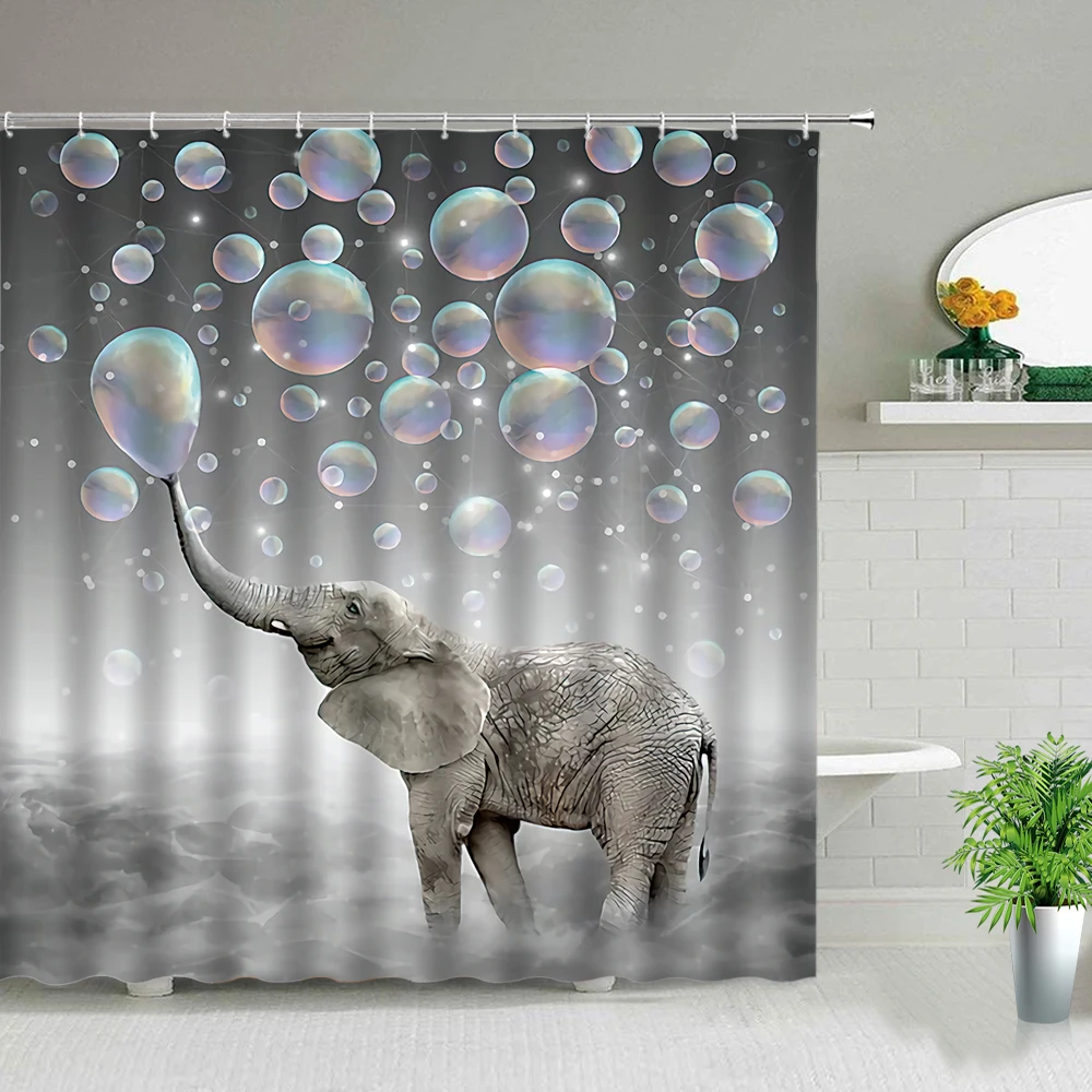 Водонепроницаемая занавеска для душа с принтом слона набор занавески ванной