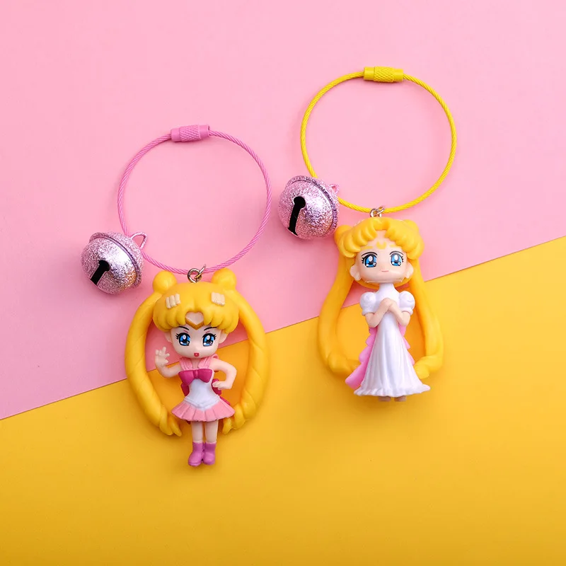 

new high quality Cartoon Sailor Moon beautiful girl Keychain Figures Action toys cute Doll Anime Pendant Kids Toy gift 2020