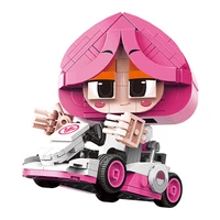 new xingbao 61004 kart racing series 384pcs pink speed drift car sets with dolls marid a collection of game mini car model kits