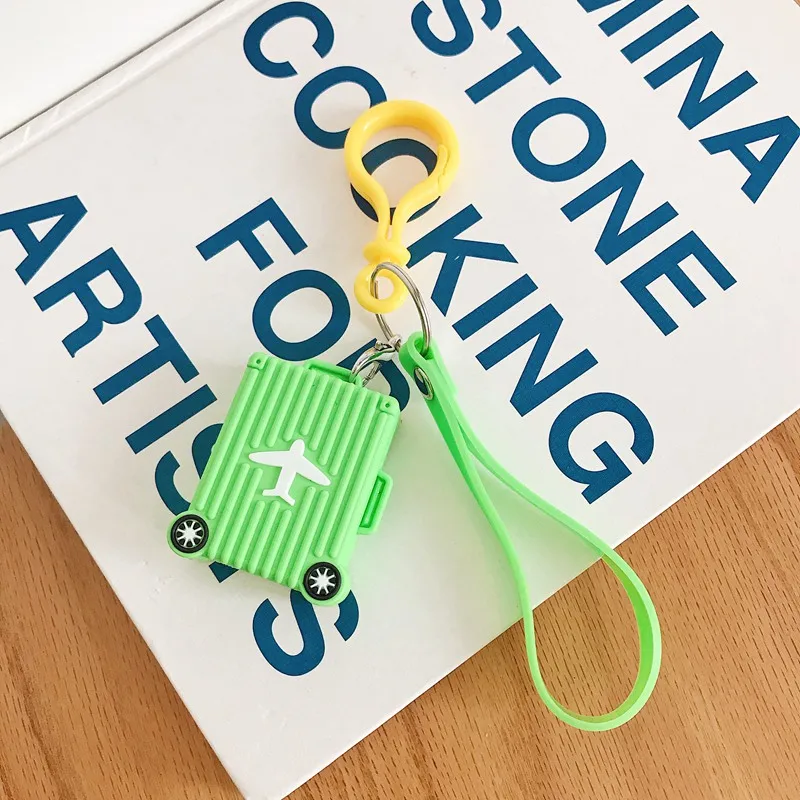 Cartoon Travel Luggage Milk Tea Decor Pendant Toy Lanyard For iPhone Airpods Protective case Key Chains Girl Bag Hang Car Key - Color: 02