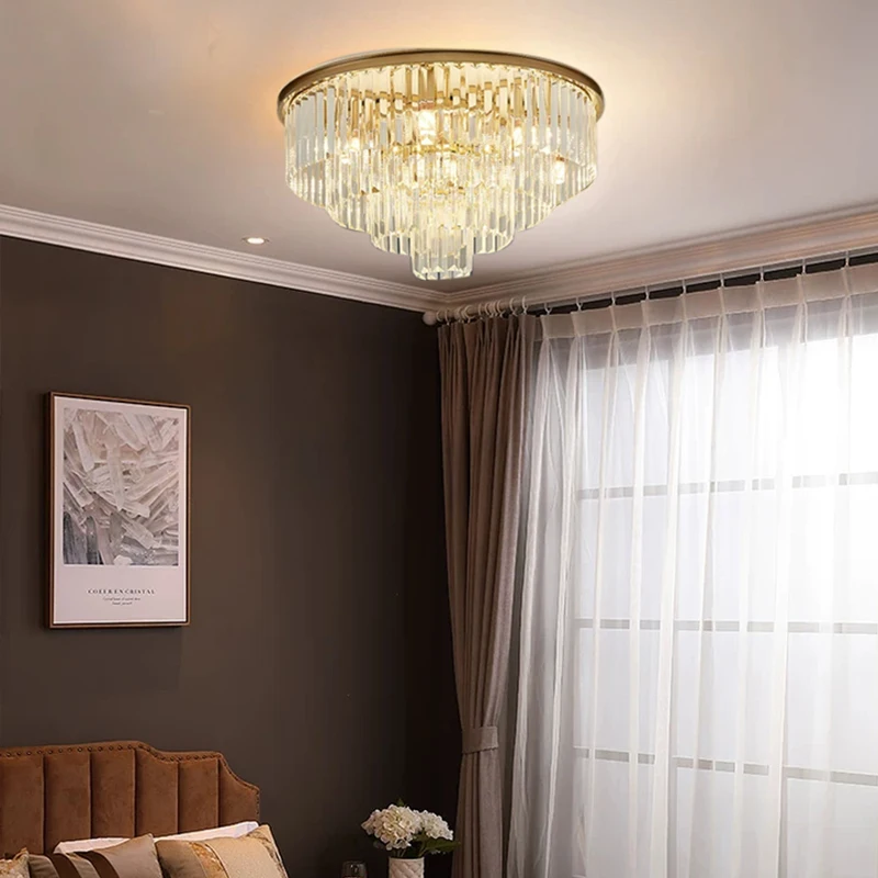 

Lamparas Redondas LED Modern Lustres Round Design Living Room Bedroom Hotel Lobby Crystal Ceiling Lights Suspended Ceiling Lamp