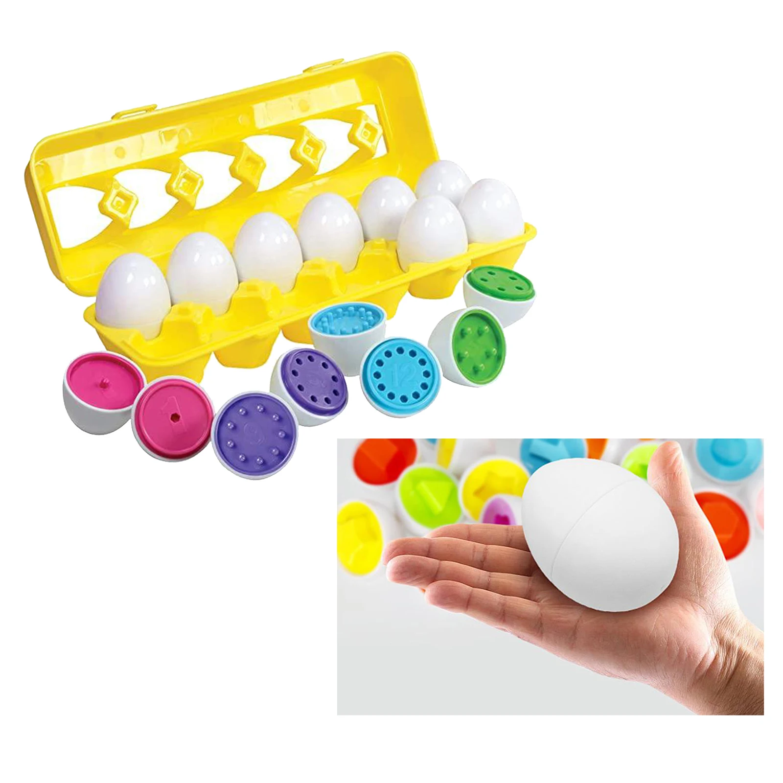 

Montessori Shape & Color Matching Egg Educational Toys Puzzle 12 Shape Eggs