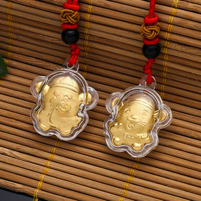 2020 китайская Мышь Крыса год ожерелье Зодиак крыса Подвески покрытые красным