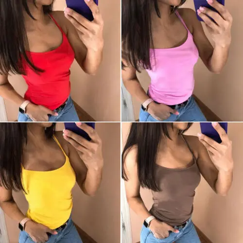 Женская однотонная майка без рукавов женская повседневная хлопковые базовые