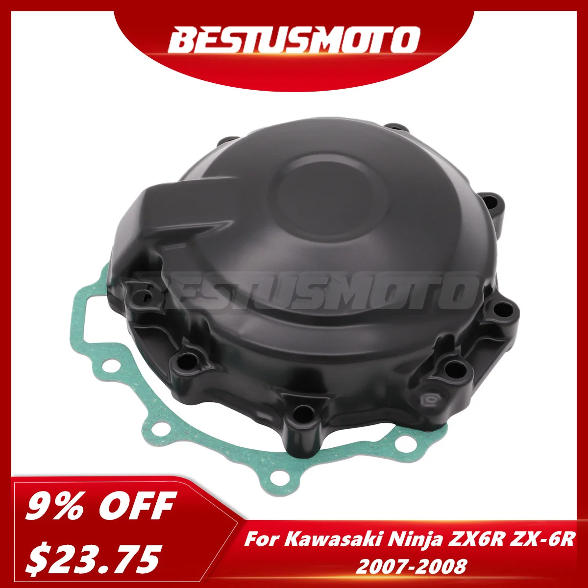

Motorcycle Black Aliuminum Side Stator Engine Cover Crankcase & Gasket For Kawasaki Ninja ZX6R ZX-6R ZX 6R 2007-2008