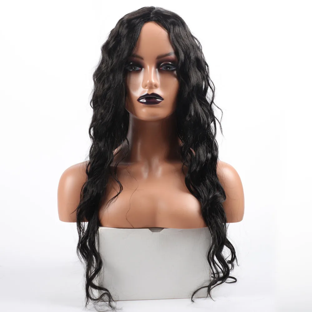 Длинные вьющиеся синтетические парики для чернокожих женщин черные коричневые