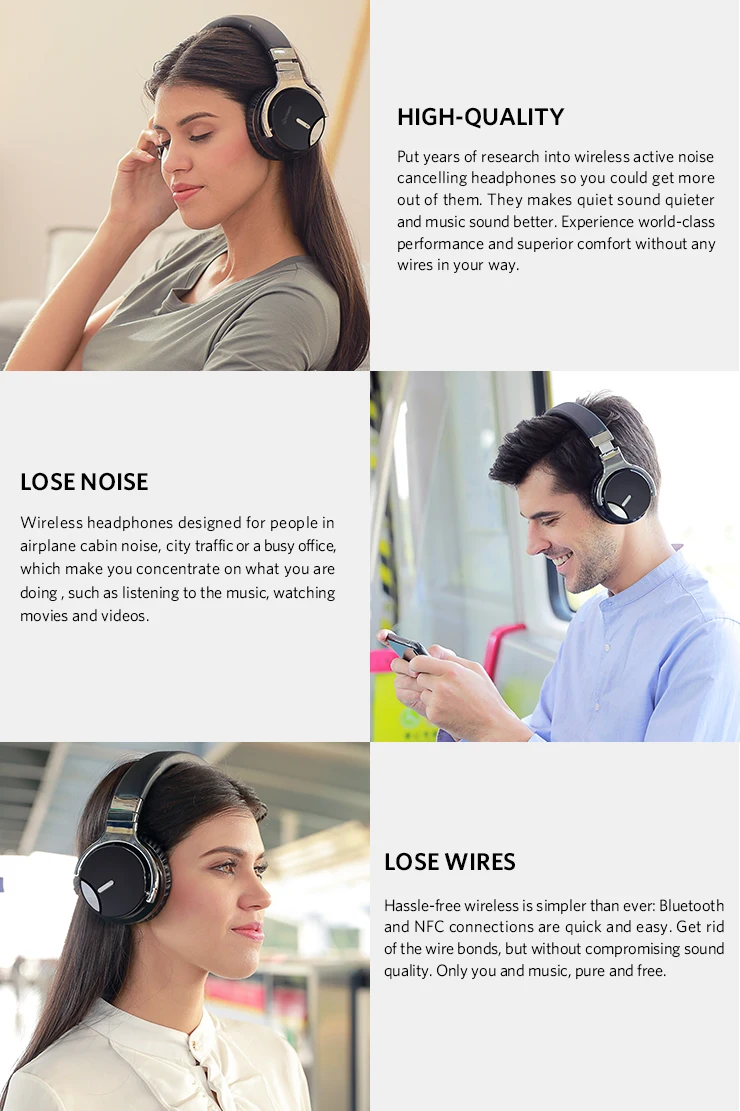Cowin E7S активные шумоподавления Bluetooth наушники ANC наушники беспроводные над ухом Стерео гарнитура с микрофоном для телефона
