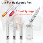Дезинфицированный шприц 0,3 мл с ампульным наконечником для гиалуроновой ручки, водный шприц высокого давления для подтяжки и удаления морщин губ, пистолет для мезотерапии