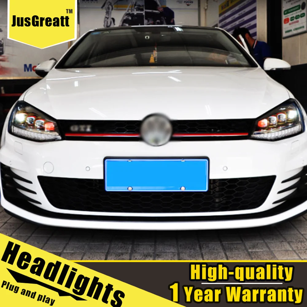 

A Pair For golf 7 LED Headlights 2014-2017 golf HID Head Lamps Bi Xenon Beam Fog Daytime Running Lights Dynamic Turn