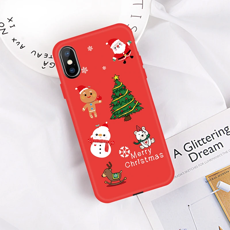 Прозрачный противоударный чехол для телефона iPhone 11 Pro Max X XR XS MAX Рождественская