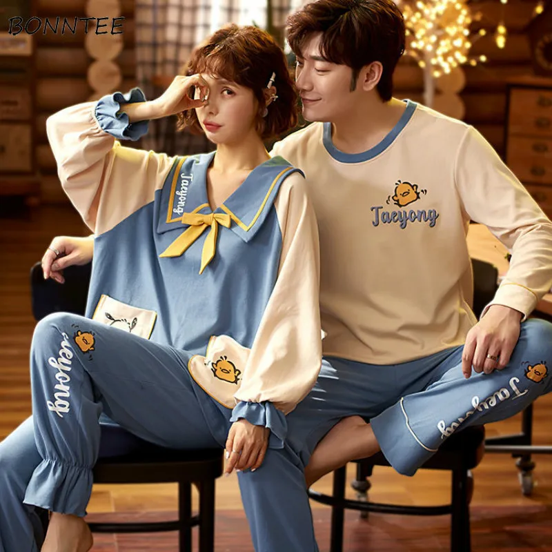 

Детские пижамные комплекты для женщин осень размера плюс 3XL пары с круглым вырезом и рисунком из мультиков Милая одежда с длинными рукавами;...