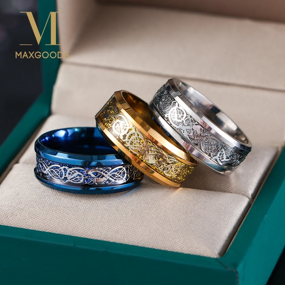 1 шт модное кольцо из нержавеющей стали с драконом для мужских ювелирных изделий