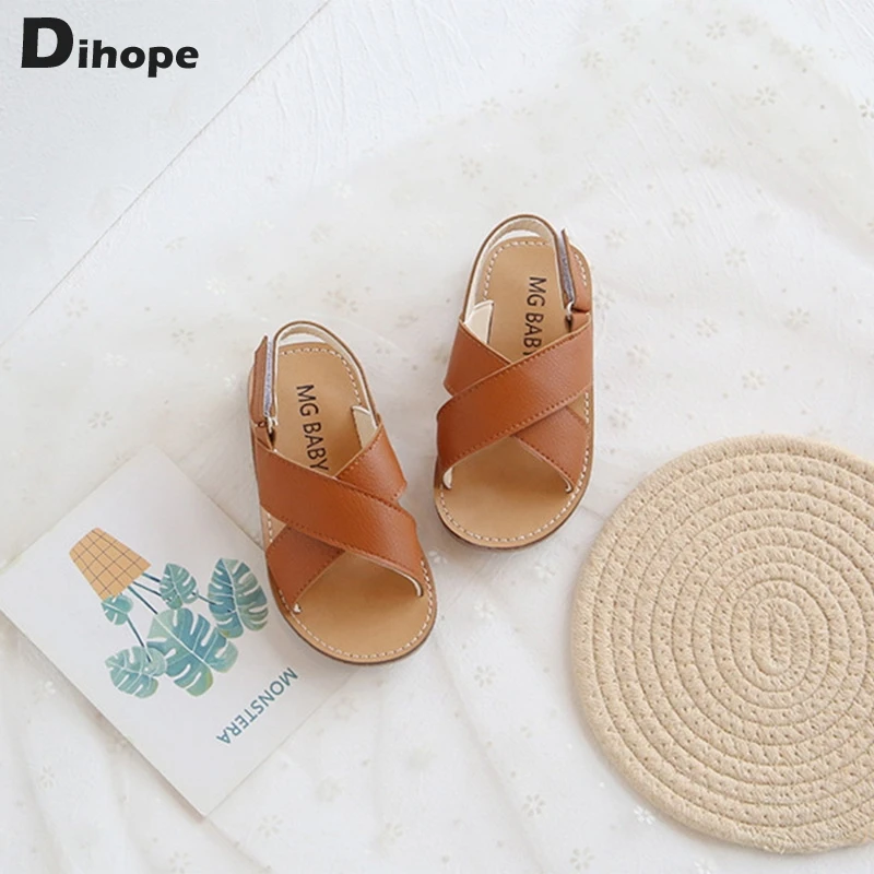 

Dihope Toddlers Boys Girls Sandals Summer Children's Beach Shoes Kids Fashion Sandals Cross-tied Anti-slipe Soft Simple
